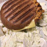Yummy toasted sandwich with “seed cream”, onion-paprika mix, and vegan cheese.  Comes with raw cabbage as “salad” at Szabad Bisztro in Budapest
