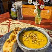 Pumpkin soup at Banana Verde in Sao Paulo