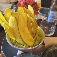 Guac and banana chips   at Banana Verde in Sao Paulo