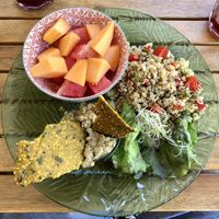 Quinoa Tabouleh, Baba Ganoush, Melon Watermelon at C' Fee Nature in Forcalquier