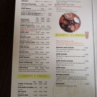 Drinks menu at Urth Caffe in Riyadh