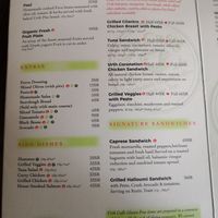 Sandwich & extras menu at Urth Caffe in Riyadh