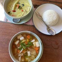 Green Curry with Rice and vegetable soup  #Veganuary at Eve House in Koh Kut
