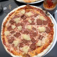 Hawaiian pizza  at The Tube Bar in Luxembourg City