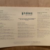 Menú   at Greens Restaurant in San Francisco