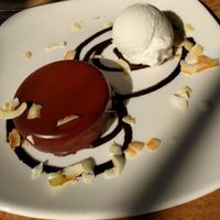 Chocolate Mousse with coconut crust, chocolate sauce & coconut sorbet at Greens Restaurant in San Francisco