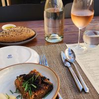 Seeded bread and Morel mushroom sticky rice at Greens Restaurant in San Francisco