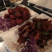 Lassoni gobi & bang bang potatoes at Holi Indian Grill in Panama City