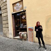 outside at Mizio's in Rome