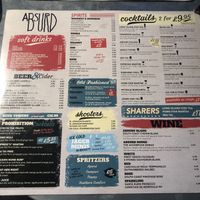 Menu 2 at Absurd Bird in Exeter