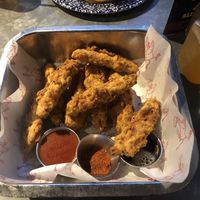 9 chicken tenders. Buffalo sauce, dry run and maple syrup to boot.  at Absurd Bird in Exeter