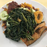 Nasi lemak with water spinach added  at Tanaka Vegetarian 巧田中素食 - Bukit Gombak in West Singapore