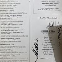 Menu at Surf Box in Playa Flamingo