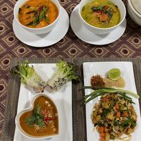 Curries, spring rolls, pad thai at We Love Green in Chiang Mai