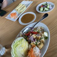 Peanut tofu skewers and Nam sod  at Coco Thai Cuisine in Orlando