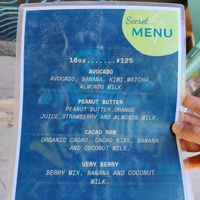 Secret menu at Veganautas Smoothie Bar in Loreto