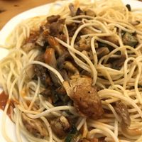 Pasta with chicken and mushrooms at Bizargorri Taberna in San Sebastian