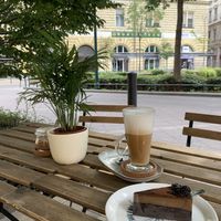 coffee and cake  at Plantmilkyway in Budapest