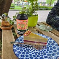 Pistachio cheesecake at Plantmilkyway in Budapest