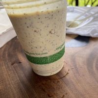 (Half drunk) Paradise Bliss smoothie with Real Lilikoi juice, pineapple, apple, banana and extra aloha!  at Barefoot Zone in Captain Cook