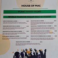 They got a while plant based menu.  Love it at World Famous House of Mac in Miami