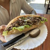 Laap sanwich  at Kapphet Vegan in Vang Vieng