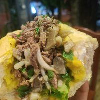 Inside of sandwich at Kapphet Vegan in Vang Vieng