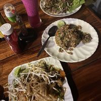Pad Thai, fried rice and larb   at Kapphet Vegan in Vang Vieng