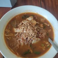 Coconut noodle soup at Kapphet Vegan in Vang Vieng