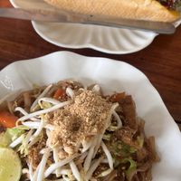 Pad Thai and Larb sandwich    at Kapphet Vegan in Vang Vieng