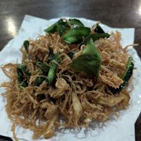 Fried mushrooms at Kapphet Vegan in Vang Vieng