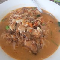 Rice noodle soup 15K kip at Kapphet Vegan in Vang Vieng