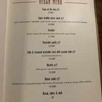 Seperate vegan dinner menu  at Sa Bodegueta in Mallorca