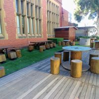 Outdoor seating  at For Change Cafe - Melbourne Uni. in Parkville