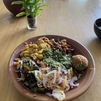 Rice and curry (650 rupees) plus a vegan cutlet (120 rupees)  at Ranbath in Colombo