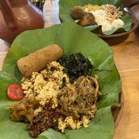 Jackfruit role with tomatoe rice and mango Chartney   at Ranbath in Colombo