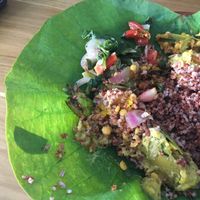 Sorry the food was so good I ate most of it before the photo! Bonus points - they use banana leaf instead of plastic plates. at Ranbath in Colombo