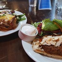 Vegan lasagne & vegan burger at The Lillipad Cafe in Cairns