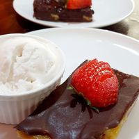 Vegan Chocolate Caramel cake & Vegan Chocolate Brownie at The Lillipad Cafe in Cairns