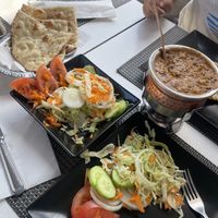 Dal salad and naan  at Indian Hut in Olhao