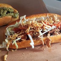 Vegan Barbeque and Pesto sandwiches at Screamin' Jay's in Eugene
