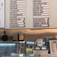 Menu. V = vegan    at Loblolly Creamery in Little Rock