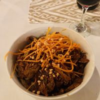 Mock duck with rice noodles  at Naru in Bridgetown
