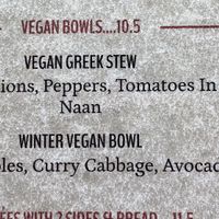 vegan menu options at grow fresh local food in Macon