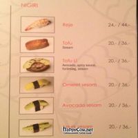 menu3 at Yuri Sushi in Copenhagen