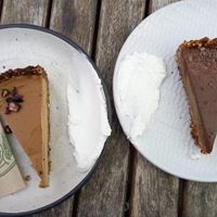 Creamy custard slice, and salted caramel slice. All vegan. at Gratitude in Tauranga