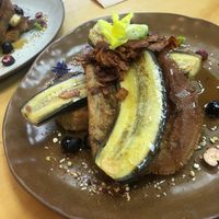Vegan French Toast with coconut bacon at Gratitude in Tauranga