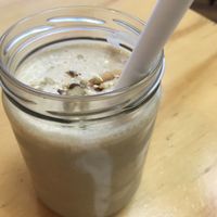 Vegan Caramel Smoothie (banana, dates, house made caramel sauce, coconut milk) at Gratitude in Tauranga