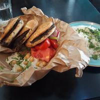 Mini pitas with rice at Cafe Alma in Tel Aviv