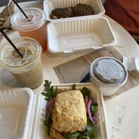 Vegan biscuits and gravy and vegan sandwich at Honest Biscuits in Seattle